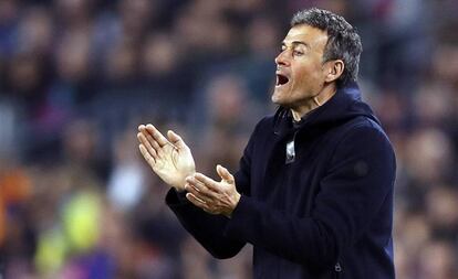 Luis Enrique, en el partido entre el Barça y el Leganés.