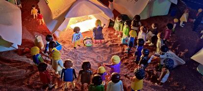 Imagen del pesebre de Playmobil que cada año visibiliza una causa social.