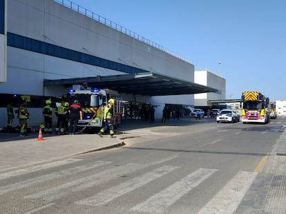 Varios bomberos este lunes en el exterior del hospital La Fe.