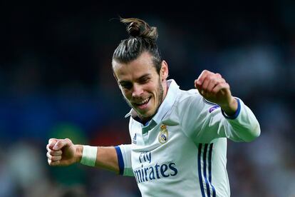 Gareth Bale celebra el primer tanto del partido. 