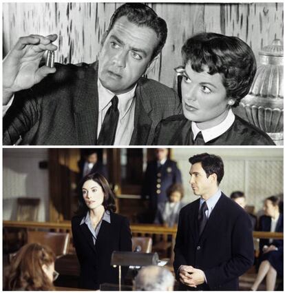 <strong> Similitudes entre ambas series. </strong> La técnica de defensa del icónico Perry Mason (1957-1966) es usada tanto en 'El abogado' (1997-2004) que se conoce en la serie como “plan B”. </p> <strong> Cualquier tiempo pasado fue mejor. </strong> David E. Kelley estrenó dos series de picapleitos al mismo tiempo: para la excéntrica 'Ally McBeal' (1997-2002) se recreó en su inestable protagonista, mientras que con 'El abogado' se puso serio y profundizó en los entresijos legales, copiando a otra serie, 'Perry Mason'. El icónico personaje de Perry Mason estaba interpretado por Raymond Burr, que impedía que los falsos culpables fueran a la cárcel desacreditando a un testigo (de los 271 episodios Mason solo perdió un caso y no por decisión propia). Sin embargo, en 'El abogado' ésta es una estratagema que usa el bufete para liberar a los clientes que sí son culpables, al crear una duda razonable. Para nosotros no hay duda: con la justicia no se juega y con Perry Mason, al menos, seguíamos confiando en ella.