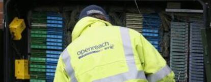 Ingeniero de BT Openreach, en Mánchester (Inglaterra).