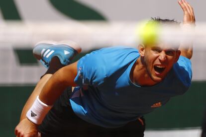El austriaco Dominic Thiem, durante el partido de semifinales de Roland Garros.