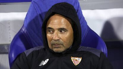 Sampaoli en el partido frente al Dinamo.