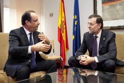 Mariano Rajoy y François Hollande, durante una reunión bilateral que en Bruselas.