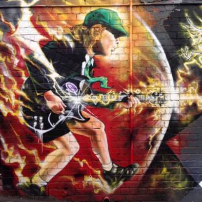 Grafiti de Angus Young, de los AC/DC, en Melbourne.