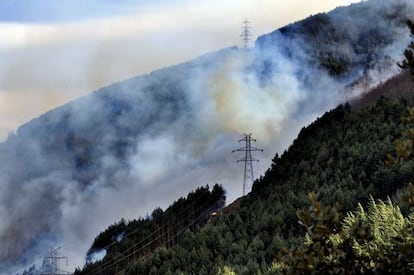 Incendio en el barranco de Viu de Llebata, en el Pont de Suert (Lleida).