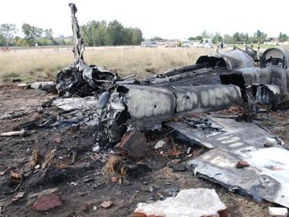 Accidente en torno a la base a&eacute;rea de Talavera la Real ( Badajoz) en 2012.