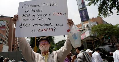 Protesta por la falta de medicamentos en Caracas (Venezuela), el 13 de abril de 2016.