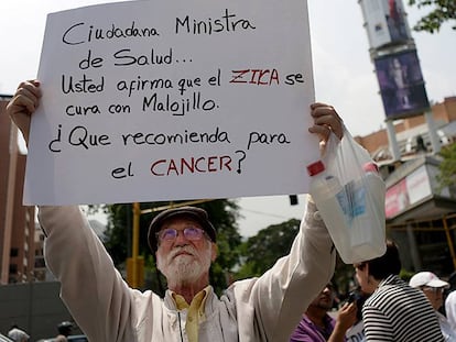 Protesta por la falta de medicamentos en Caracas (Venezuela), el 13 de abril de 2016.