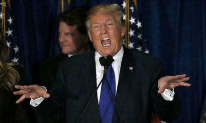 Donald Trump celebra su victoria en New Hampshire.