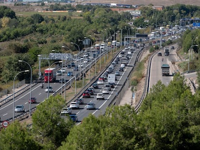 Retenciones el pasado 8 de octubre en Madrid con motivo del Puente del Pilar.