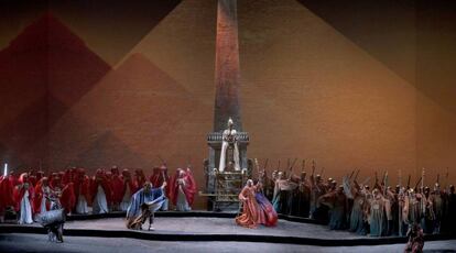 Representación de 'Aida', de Verdi', en el Teatro Real, el pasado miércoles.