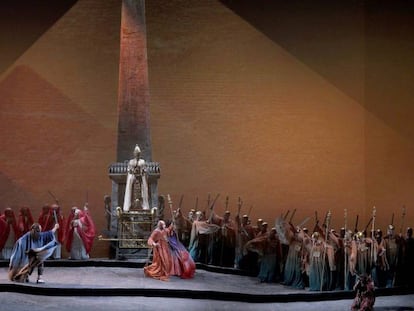 Representación de 'Aida', de Verdi', en el Teatro Real, el pasado miércoles.