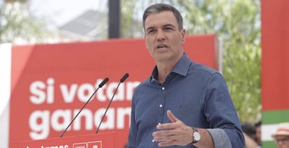 El presidente del Gobierno, Pedro Sánchez, en un acto del PSOE en  Cártamar (Málaga, Andalucía), este sábado. 