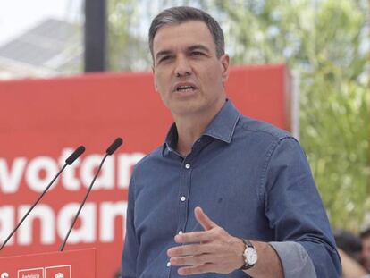 El presidente del Gobierno, Pedro Sánchez, en un acto del PSOE en  Cártamar (Málaga, Andalucía), este sábado. 