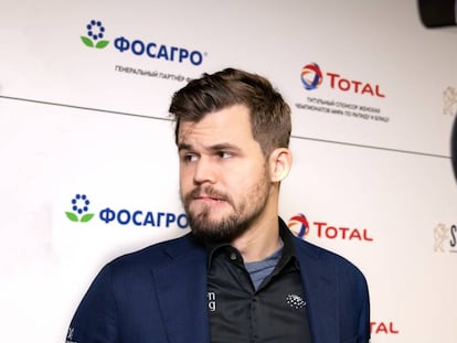 Magnus Carlsen, durante el Mundial de Rápidas de Moscú, en la Navidad de 2019