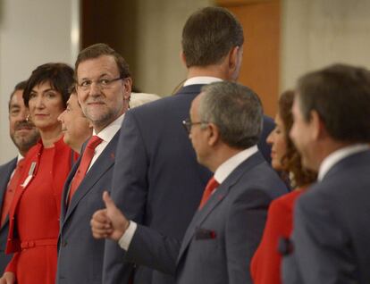 Mariano Rajoy junto a la delegación española.