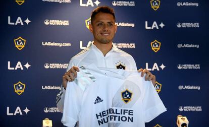 Chicharito Hernández, tras su presentación.