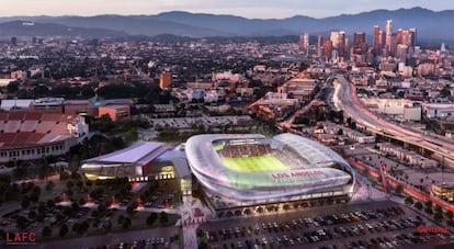 Recreaci&oacute;n del futuro estadio de f&uacute;tbol de Los &Aacute;ngeles.