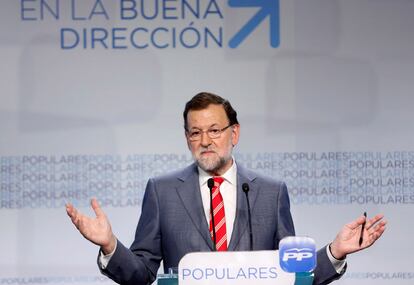 Rajoy analiza los resultados obtenidos por su partido en las autonómicas y municipales del 24-M al término del Comité Ejecutivo Nacional del PP.