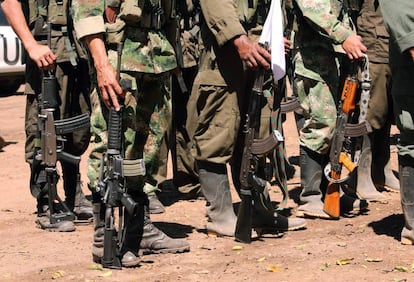 Guerrilleros de las FARC en la zona de transición de La Guajira, en el norte de Colombia.