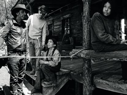 Momento del rodaje de la película <i>Valor de ley (True grit)</i>.