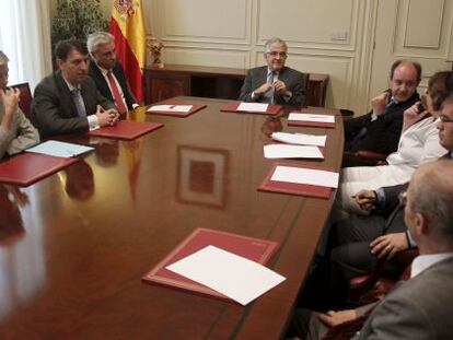 El presidente del Consejo del Poder Judicial, Gonzalo Moliner, durante la reuni&oacute;n que ha mantenido con las asociaciones judiciales.