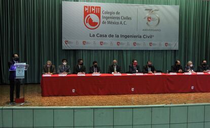 La presentación del informe del Colegio de Ingenieros Civiles de México, el 17 de junio.