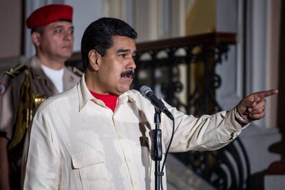 President Maduro speaking after the first day of talks on Sunday.