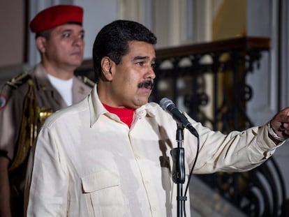 President Maduro speaking after the first day of talks on Sunday.