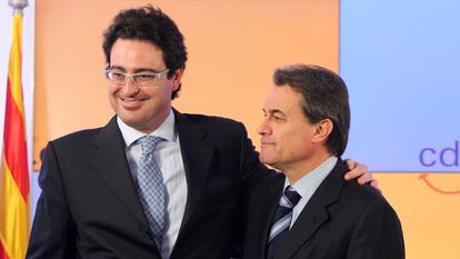 David Madí junto al expresident Artur Mas en el acto en 2010 en el que anunció que se retiraba de la política.