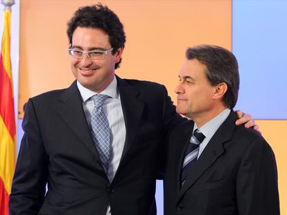 David Madí junto al expresident Artur Mas en el acto en 2010 en el que anunció que se retiraba de la política.