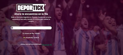 La fila virtual para comprar las entradas del partido de Argentina, este jueves.
