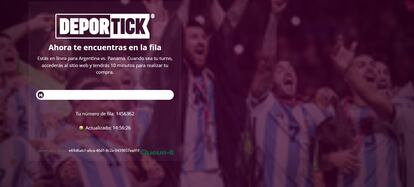 La fila virtual para comprar las entradas del partido de Argentina, este jueves.