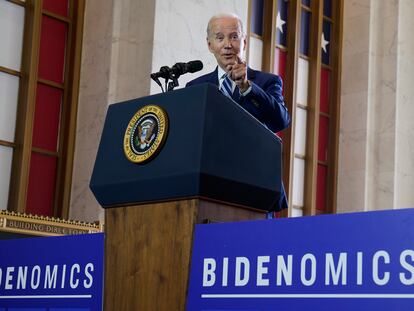 President Joe Biden delivers remarks on the economy, Wednesday, June 28, 2023, at the Old Post Office in Chicago.