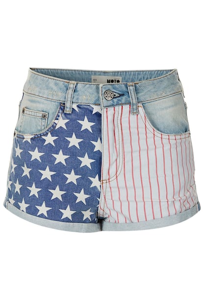 Shorts vaqueros con bandera americana, de Topshop (20 euros). Carne de festivales.