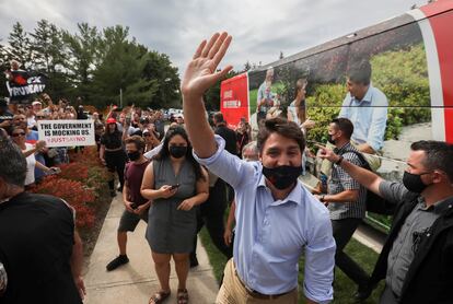 Justin Trudeau, durante un acto de campaña el viernes en Nobleton (Ontario).