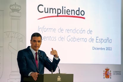 Sánchez cerraba el año con una rueda de prensa de balance sobre la actividad del Gobierno, este martes. 