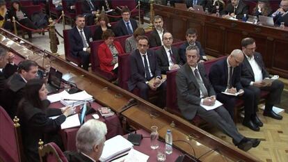 Los entonces acusados durante la segunda jornada del juicio del 'procés'. 