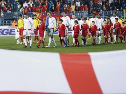 Inglaterra, antes del partido ante Montenegro.