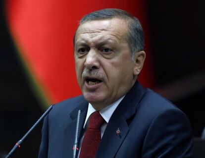 El primer ministro turco, el pasado 22 de abril en el Parlamento. 
