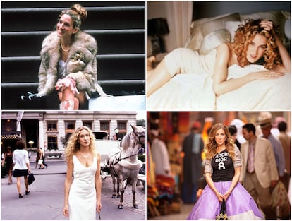 El personaje de Carrie Bradshaw, interpretado por Sarah Jessica Parker, en distintos momentos de 'Sexo en Nueva York'.
