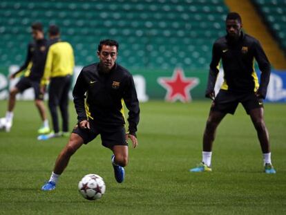 Xavi y Song, entrenándose en Glasgow.