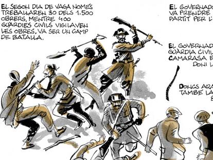Vinyetes del còmic '8 hores', del guionista Pepe Gálvez i el dibuixant Alfons López.