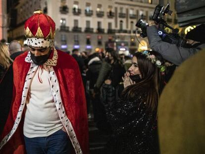 Celebración de Año Nuevo, en la Puerta del Sol, en Madrid.