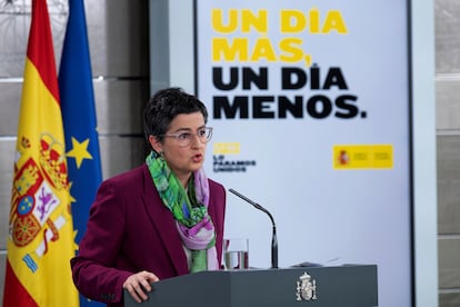 Minister Arancha González Laya during a press conference on Friday.