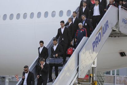 Los jugadores de Irán, a su llegada a Brasil