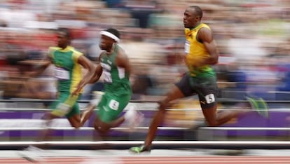 Usain Bolt, durante su serie de 200 metros