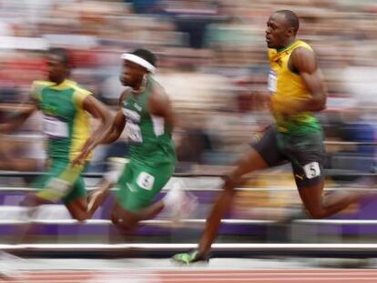 Usain Bolt, durante su serie de 200 metros